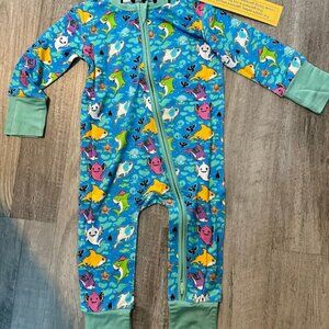 Little Snuggles sharks print, convertible sleeper 12/18